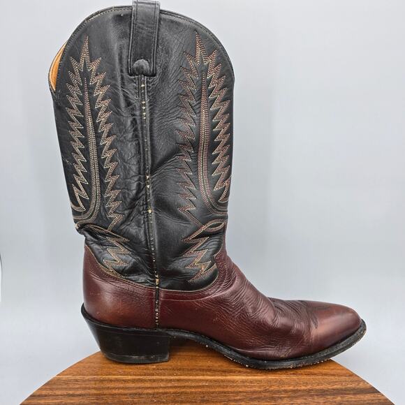 Vintage Acme Boots Mens 13 D Black Cherry Leather Circle A Western Cowboy main image 8